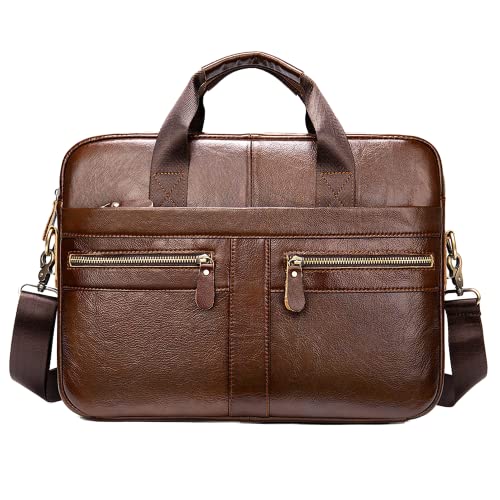 Bandolera de cuero vintage de 15,3 pulgadas para viaje, oficina, bolso bandolera para ordenador portátil, maletín para computadora y colegio, para hombre con diseño de bolsa de hombro