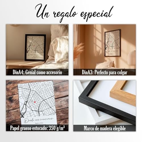 Miniatura 7 de Regalo Personalizado Para Parejas O Amistades Póster Con Coordenadas Y Mapa Con Ubicación Ideal Para Aniversario Novio O Novia, Mujer O Hombre Cuadro Decorativo Pared Para Él O Ella