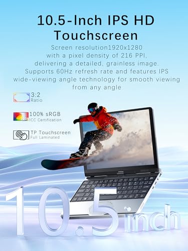 Image of Mini Laptop 10.5 inch Touchscreen 2-in-1 Convertible Computer N95 CPU