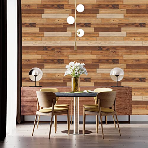 Image of DWELLSINDIA 3D Wooden Bricks Design Self Adhesive Wallpaper Peel & Stick, Waterproof, Scratch Resistant, Laminated (41cm x 244cm, 3D Wooden Bricks Design)