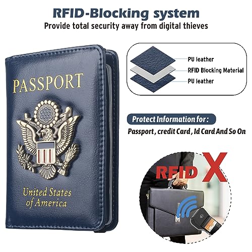 Coowayze Passport Holder Wallet for Travel Men Women RFID US Passport Cover Case, Waterproof Leather Passport Book Protector with Vaccine Card Slot Travel Document Organizer2