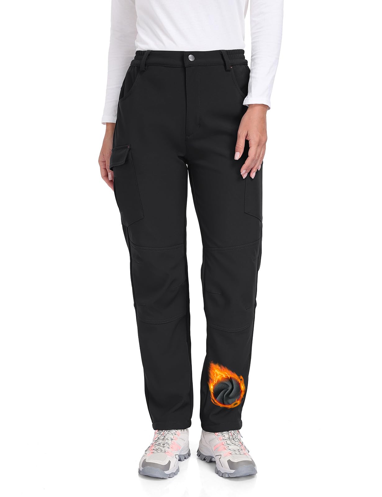 GymBrave Pantalon Randonnée Femme Hiver Imperméable Thermique Pantalon de Ski Softshell Travail Doublure Chaude pour Outdoor Trekking