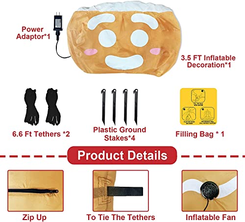 Turnmeon 3.5 Ft Christmas Inflatables Sitting Gingerbread Man Outdoor Christmas Decoration, Lighted Blow Up Santa With Xmas Hat Led Lights Xmas Decor Holiday Yard Lawn Garden Home Party Indoor Outside #TOP5