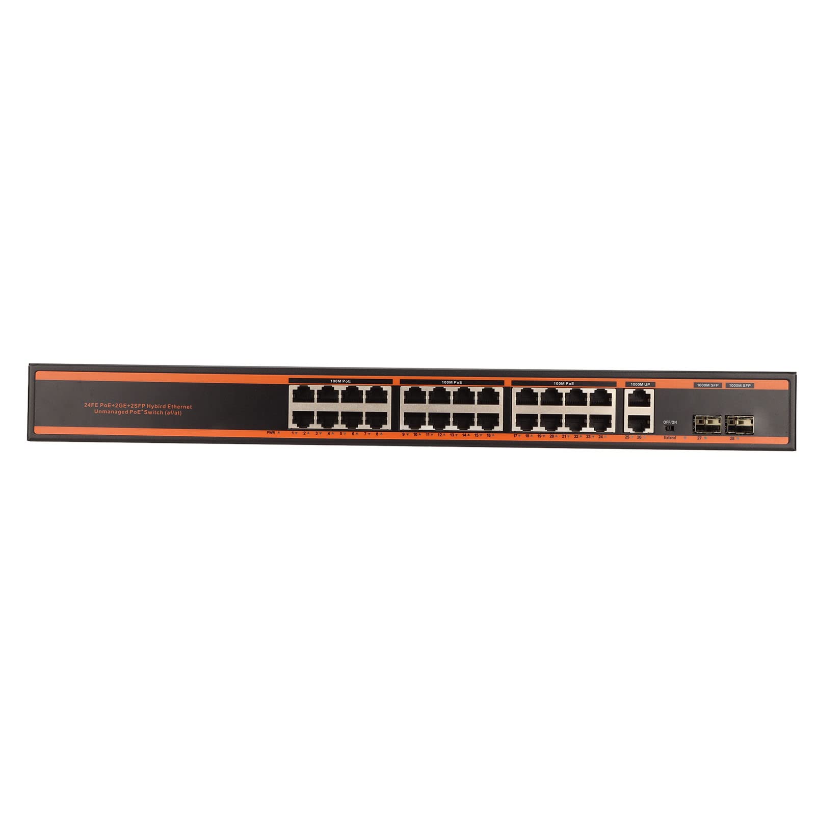 Switch Smart Gigabit Ethernet Poe a 26 Porte, 24 Porte Poe, 2 Porta Uplink Gigabit, Switch Non Gestito Ieee 802.3af/a Desktop, Fino a 250 M e 10 Mbps, Rilevanto