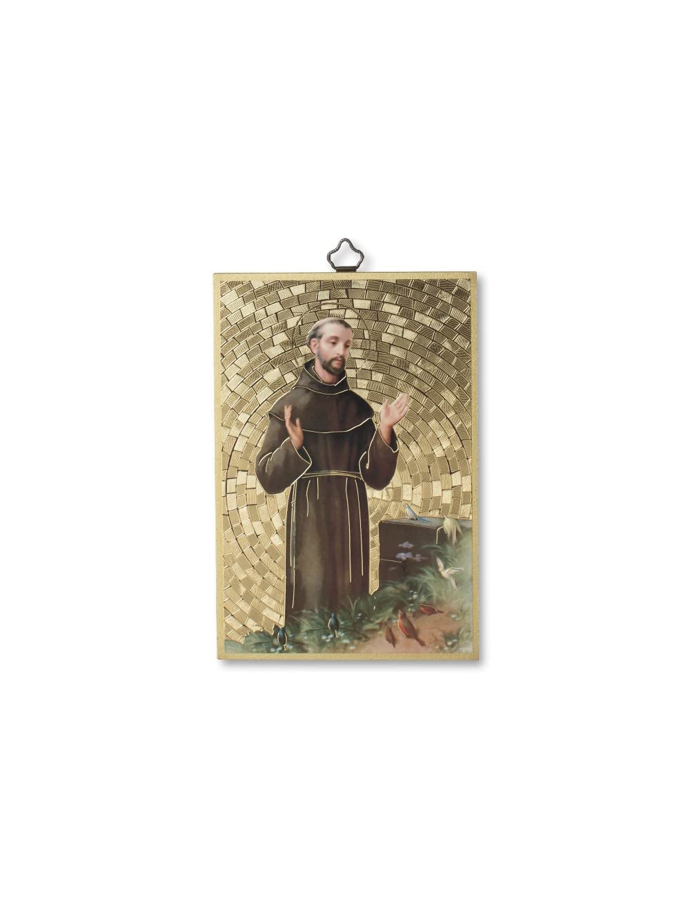 Quadro Sacro Fratelli Bonella | Misteri Del Santo Rosario Su Legno MDF Di Pioppo 8mm | Mosaico In Lamina Dorata | 10x15 Cm | Made In Italy
