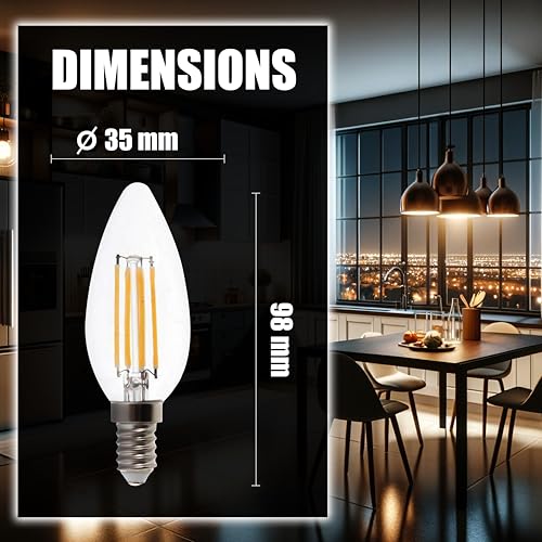V-TAC 3x LED Glühbirne Kerze Filament E14 4W (Entspricht 35W) – Warmweiß 400 Lumen – 6er Pack – Maximale Effizienz – Filament Deko – LED Glühlampen - Energiesparlampe - 3000K