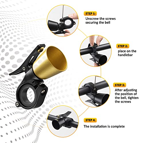 ROCKBROS Bike Bell, Loud Retro Bicycle Universal Copper Alloy Horn 120dB Water Resistant Cycling Bell for MTB Road Kids Bike - Image 2