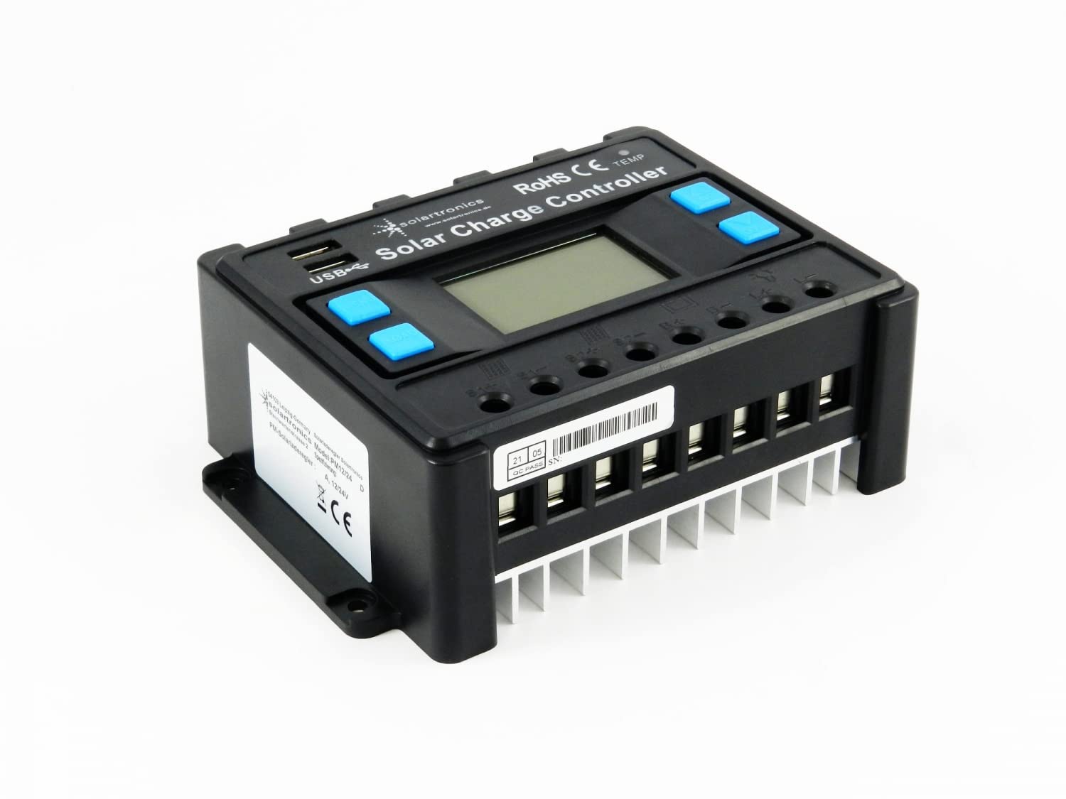 Solartronics Regolatore di Carica 12V/24V Blu 20A 30A 40A 50A 60A Fotovoltaico Solare PV Solare (50A)