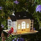 Solar Bird Feeder House for Outdoors Hanging,Solar Metal Large Capacity Birdfeeders Hanging Outside,Cardinal Wild Large Bird Feeder with Suet Cages,Garden Decor,Gift for Mom Grandma