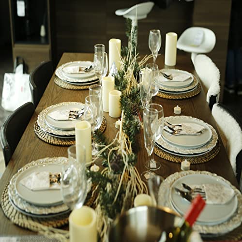 Umisriro Antique Charger Plates,13 Inch White Dinner Plate Chargers Round Server Ware.set Of 6 Plastic Embossed Charger For Dinner, Party, Wedding, Elegant Tableware Decoration. (White) #TOP3