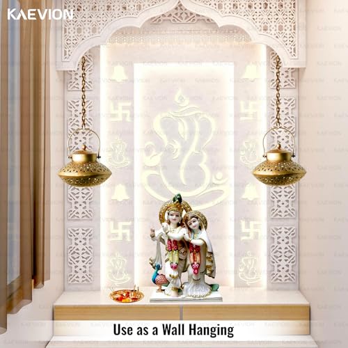 Image of Metal Brass Dhoop Dani Degchi Style Tea Light Candle Holder | Medium Size 7 inch in Wall Hanging Table Top Dhoop Stand Home Decor | Incense Dhup Burner for Pooja Room or Diwali Decoration