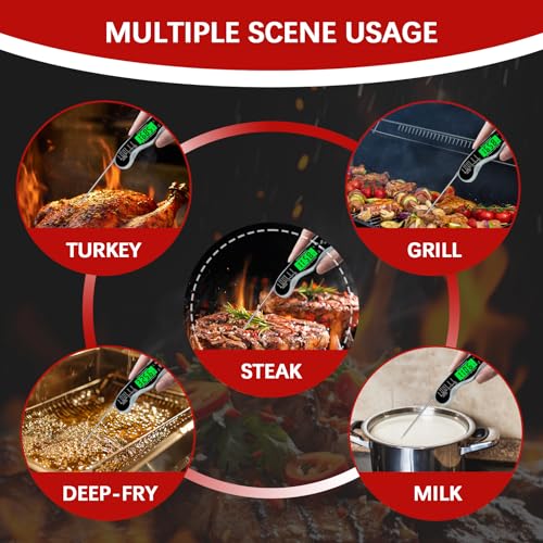 Image of Meat Thermometer Digital,IP67 Waterproof Cooking Thermometer with Backlight, Calibration & Hold Function,Food Thermometer for Cooking,Outdoor Grilling