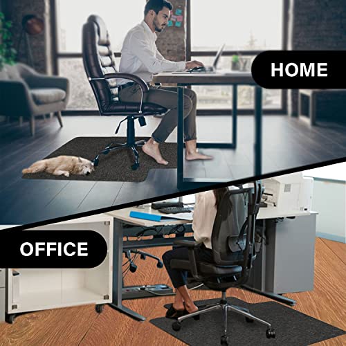 Ecoso Chair Mat For Hardwood/Tile Floor, With Lip,Plain Surface Fabric, 36"X 48",0.16" Thick, Floor Protector,Anti Slip, Self Adhesive And Eco Friendly, Floor Mat For Office/Home. (Charcoal Gray) #TOP5