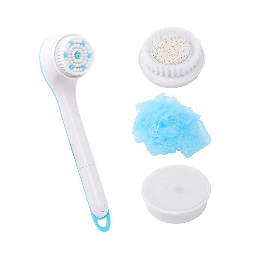 5 in 1 Bath Body Brush Cleansing Shower Brush Electric Shower Spa Brush With Long Handle Massager for Entire Body Double-sided Body Brush
