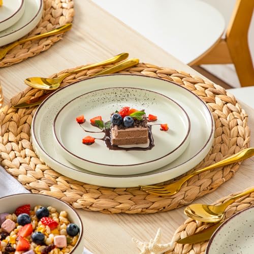 vancasso NAVIA Servizio Piatti 18 Pezzi per 6 Persone, Set Piatti Moderni in Gres - 6 Piatti Piani, 6 Piatti Dessert e 6 Ciotole Cereali - Adatto per Lavastoviglie, Beige - immagine 4