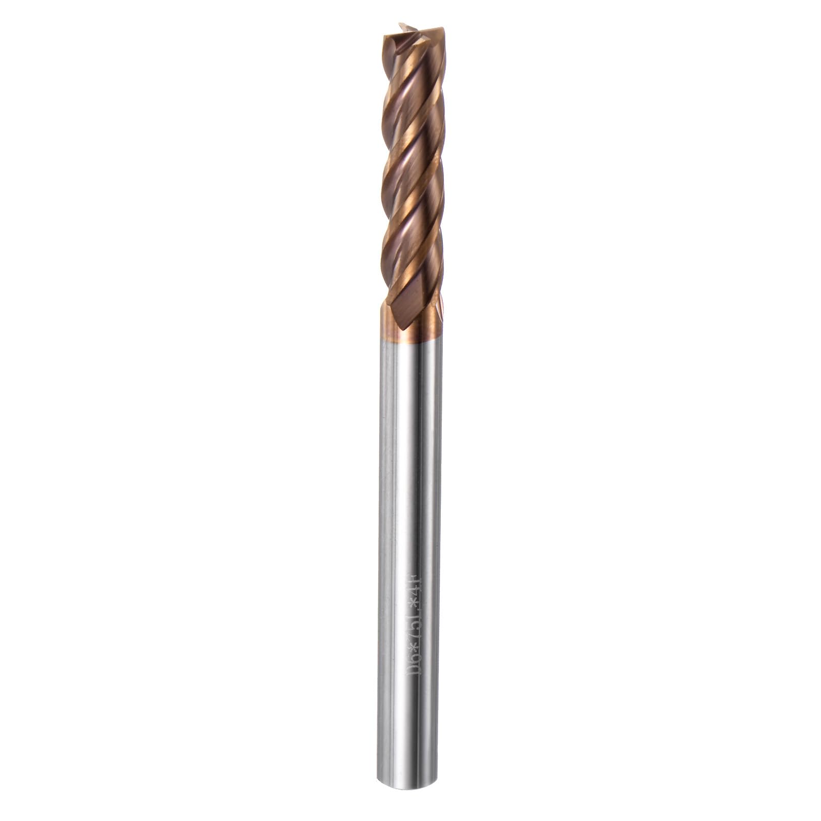 sourcing map Hartmetall-Schaftfräser, quadratisch, 6 mm Durchmesser, 6 mm Schaft, 75 mm, extra lang, HRC55 Mikrokorn-Wolframkarbid, 4 Rillen, Fräs-Bit für Aluminium, Kupfer, Metall