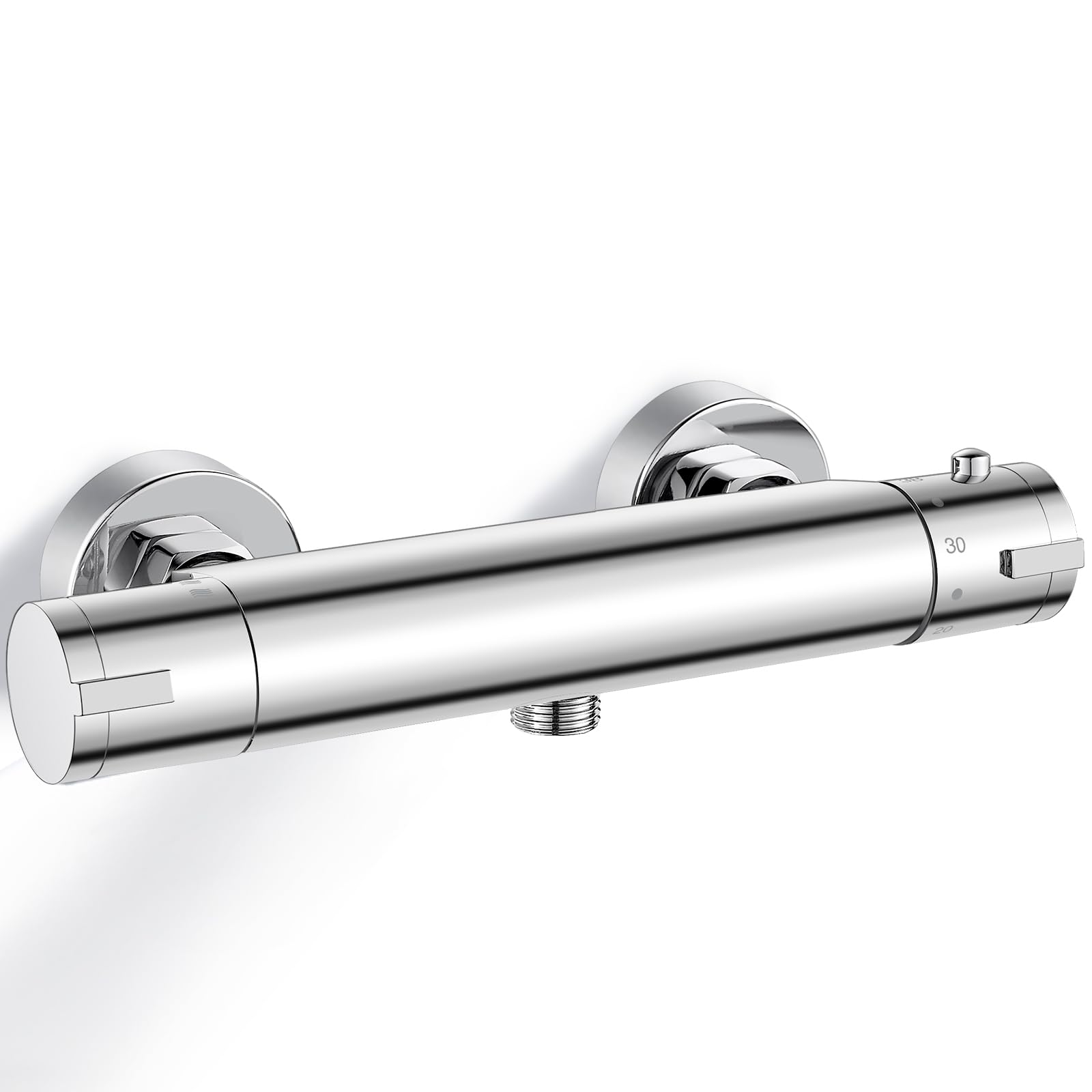 Thermostatic Shower Mixer, Bevankly Exposed Thermostatic Shower Mixer Taps Valve Anti Scald Tap, Wall Mounted Shower Mixer Bar with Anti-Scald Control Valve, Brass, 150mm