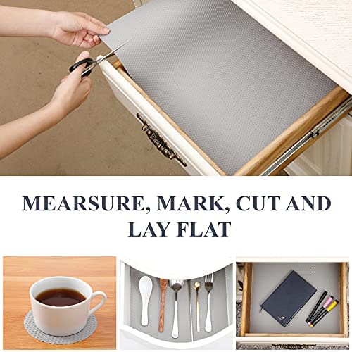 Hersvin Shelf Liner, 20" X20' Non-Adhesive Drawer Liners Eva Kitchen Cupboard Cabinet Covering Undersink Mat Washable Fridge Lining Paper For Home Office (Light Gray/Dot) #TOP6