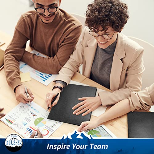 File-Ez Two-Pocket Folders, Black, 25-Pack, Textured Paper, Letter Size (Ez-32505) #TOP3