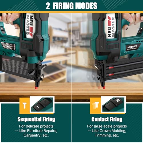 NEU MASTER Nail Gun Cordless, Cordless Brad Nailer with Depth Adjustment/1800pcs 18GA 50mm Nails, Multi-Usage Nail Guns for Trim, Molding, Woodwork, DIY Upholstery-18V Battery&Charger 3 NEU MASTER Nail Gun Cordless, Cordless Brad Nailer with Depth Adjustment/1800pcs 18GA 50mm Nails, Multi-Usage Nail Guns for Trim, Molding, Woodwork, DIY Upholstery-18V Battery&Charger - Image 3
