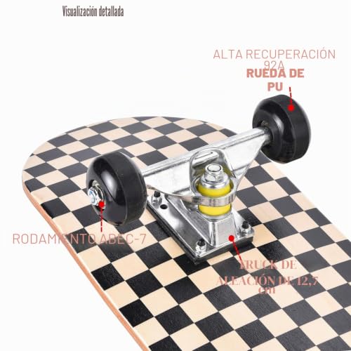 Miniatura 3 de Ernan Skateboard,Monopatín Completo Profesional De 31 X 8 Pulgadas,7 Capas Monopatín De Madera De Arce Con Rodamiento Abec-7 Para Niño Niña Adulto Principiante. Black Red