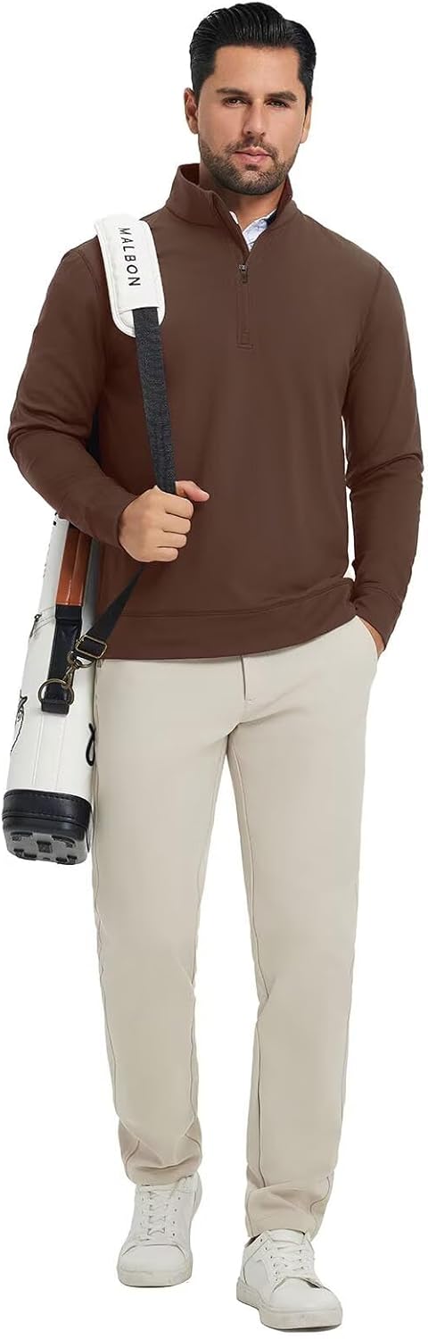 M MAELREG Mens Quarter Zip Pullover Fleece Lined Mock Neck Long Sleeve Golf Pullovers 1/4 Zip Thermal Sweatshirt for Men - Image 6