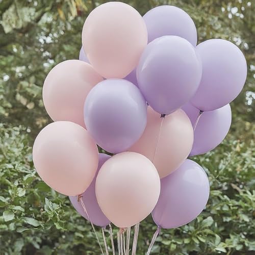 Image of Regular Balloon Combo For Decoration with Glue Dots & Balloon Arch Strip - Party Decor Set For Easy Party Setup (PINK PURPLE, 100)