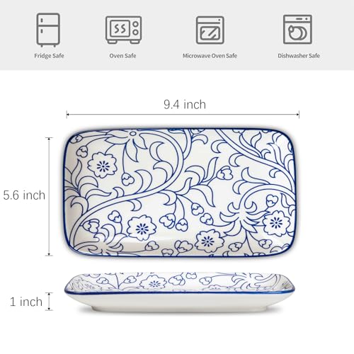 Selamica Ceramic Rectangular Salad Plates Set, Dinner Plate 9.4 Inch Dessert Plates For Party Entertaining, Small Serving Plates For Appetizers thumb #1