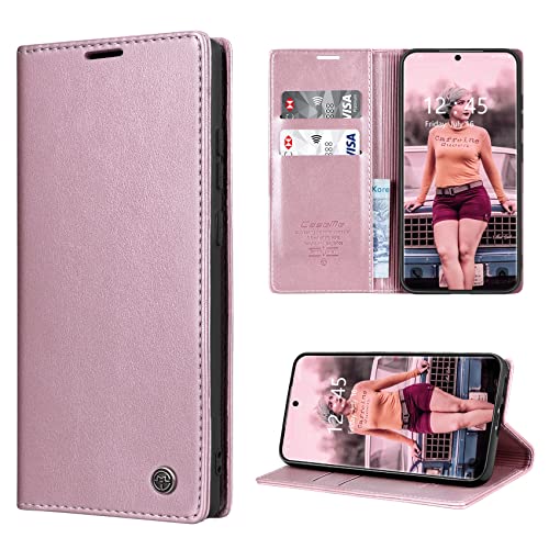 RuiPower Coque pour Samsung Galaxy S23 Plus Cuir Etui Housse Premium PU Portefeuille [Magnétique] [Porte Cartes] [Stand Fonction] Protection Rabat Case pour Samsung Galaxy S23 Plus - Or Rose