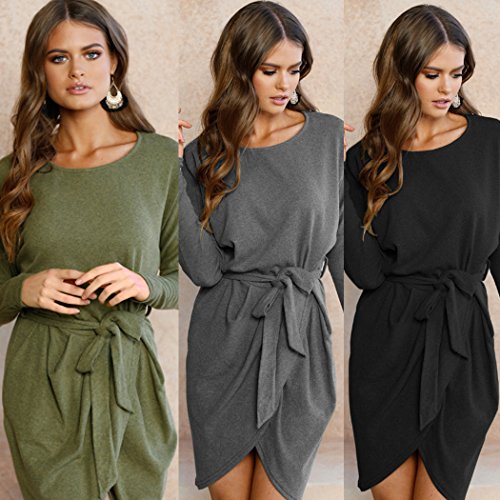 Ecowish, vestito da donna casual a maniche lunghe