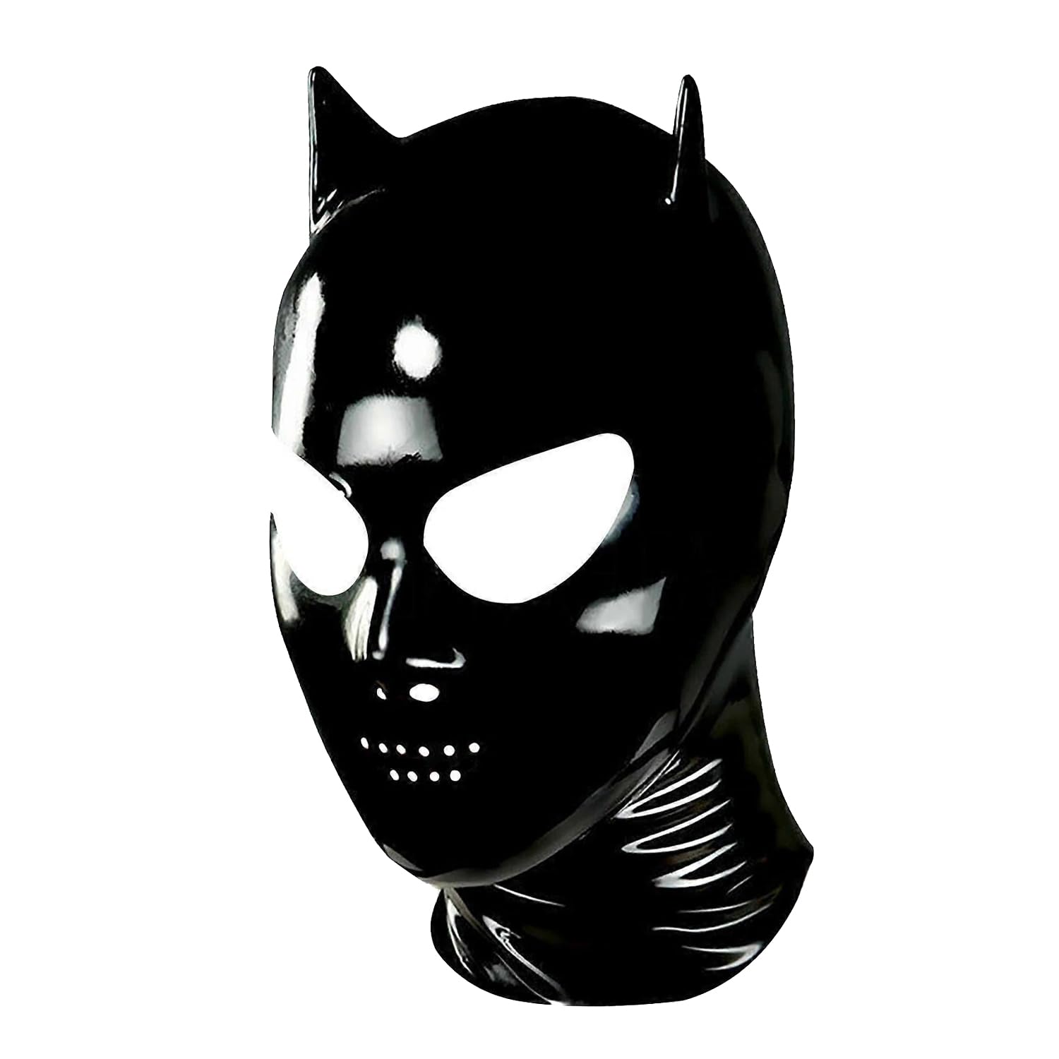 IOKUKI Cappuccio in Latexe Nero,Maschera in Latexe Unisex con Cerniera Posteriore,Adatta per Club a Tema Gomma