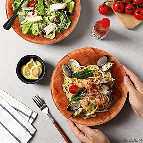 Reluen 6 Pcs Wooden Salad Bowl Set - 8 Inch Salad Bowls For Lunch Woven Wooden Bowls For Food Snack Bowls For Kitchen Set - Fruit Bowl Decorative Bowl Fruit Bowl Wood Salad Bowl Set Serving Bowls #TOP4