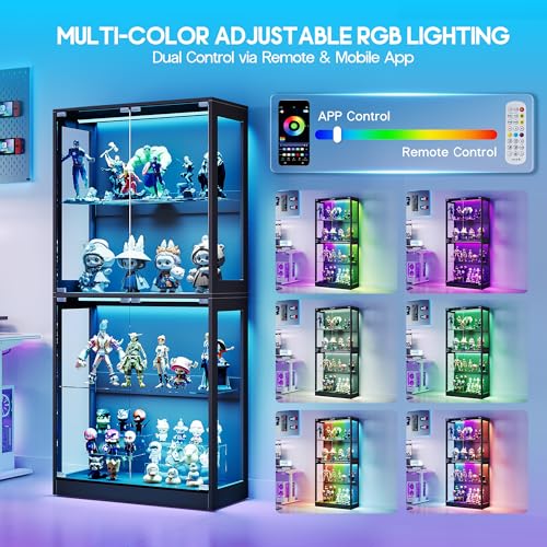 Image of AMERLIFE 70 H x 32 W x 16 D Inch RGB Display Cabinet with Glass Shelves