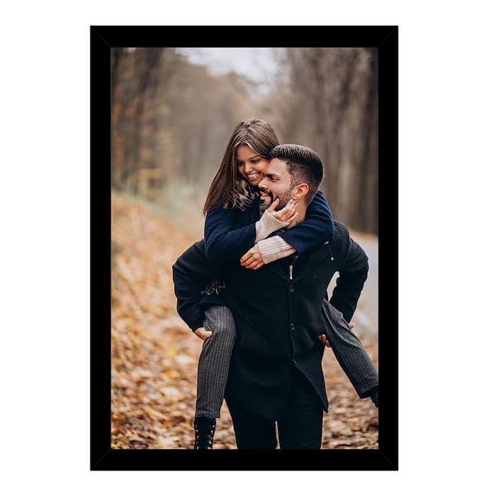 CUSTOM CRAFTERS - Customized Photo Frames with Photo Upload Personalized Print Customised Memorable Gift For Anniversary Birthday Wedding Couples (A4 Size, Black Frame)