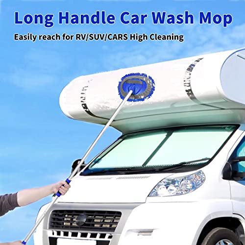 Lsyomne 62" Microfiber Car Wash Brush Mop Kit Car Cleaning Supplies Kit Chenille Car Wash Mop Mitt Car Wash Brush With Long Handle Replacement Head,Microfiber Towels For Cars Rv Truck Boat #TOP1