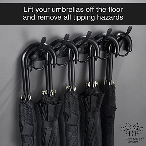 Treehouse London Coat Rack & Umbrella Holder (Set Of 2) - Heavy Duty, Wall Mounted Stainless Steel - Classroom & Nursery Coat Hooks For Boys & Girls – Kids Daycare Hanger For Jackets, Backpacks & More #TOP2