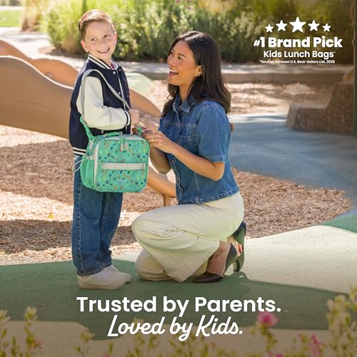 Image of Bentgo Kids Lunch Bag - Durable, Double-Insulated Lunch Bag for Kids 3+; Holds Lunch Box, Water Bottle, & Snacks; Easy-Clean Water-Resistant Fabric & Multiple Zippered Pockets (Bug Buddies)
