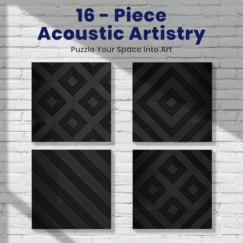 Focusound 32 Pack Paneles de Espuma Acústica Negra 2" x 12" x 12" Paneles Acústicos para Aislamiento Sonoro con 180 Piezas de Puntos Adhesivos Reutilizables de Doble Cara miniatura 2