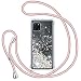 Produktbild Handykette für Samsung Galaxy Note 10 Lite/M60s/A81 Glitzer Handyhülle, Glitter Flüssigkeit Smartphone Necklace Schutzhülle Hülle TPU Bumper Silikon Clear Cover, Gradient Quicksand Case in Rosé-Gold