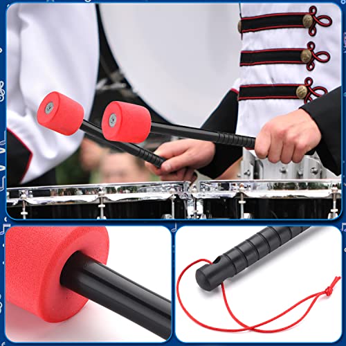 Facmogu 2Pcs Red Foam Bass Drum Mallets, Drum & Percussion Mallets For Marching Band Percussion Marching Band Accessory, Soft Eva Foam Timpani Mallet With Black Anti-Slip Handle #TOP5