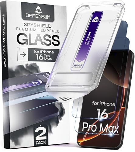 Defenslim SpyShield Privacy Screen Protector for iPhone 16 Pro Max, 2 Pack