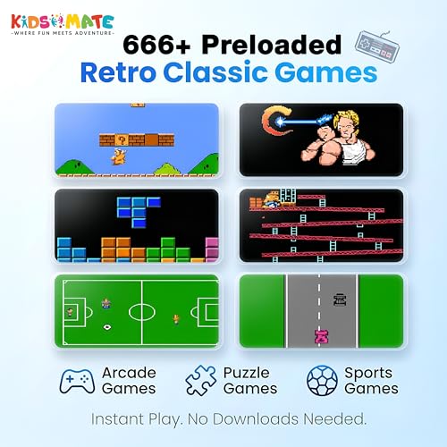 Image of Kidsmate Handheld Gaming Console Video Game for Kids with 666 Built-in Retro Games | Rechargeable Battery, Compact Design with TV Connectivity for Big Screen Play | Ideal for Fun & Learning (Pink)
