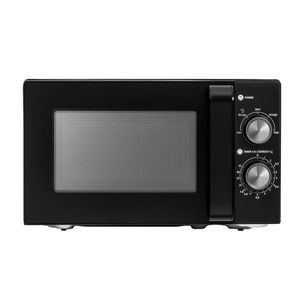 Micro-ondes 20L, Noir, Micro onde 700W, 5 Niveaux de Puissance, Chauffage Uniforme, Minuterie 35min, Compact Facile à Utiliser pour Décongélation et Chauffage Quotidien