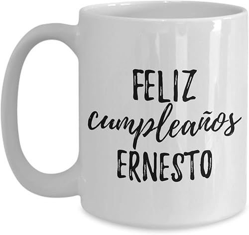 Feliz Cumpleanos Ernesto Taza Española Feliz Cumpleaños Personalizada Nombre Regalo Taza Café Té Taza Grande 15 Oz