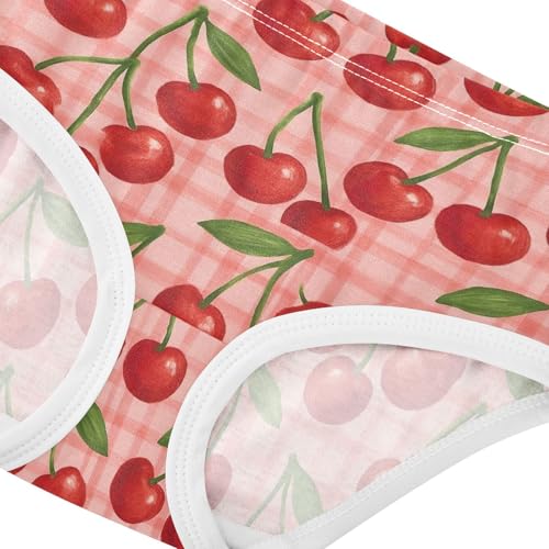 Red Cherry Pink Plaid Panties Little Girl Girls Underwear Toddler Cotton Animal Kids Briefs Undies 2t4