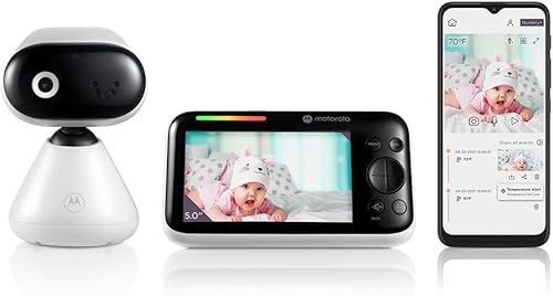 Motorola Nursery PIP1500 CONNECT - Monitor de video para bebés de 5.0 pulgadas con Wi-Fi, visión nocturna infrarroja, comunicación bidireccional y