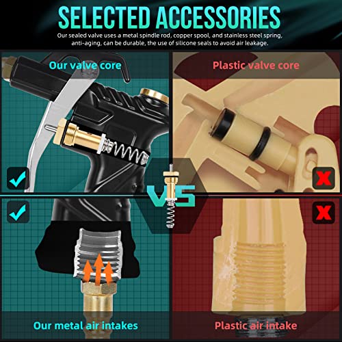 Industrial Air Blow Gun With Brass Adjustable Air Flow Nozzle, Steel Air Flow Extension, And Blow Hose, Pneumatic Air Compressor Accessories Tool Dust Cleaning Air Nozzle Blow Gun (Black) #TOP4