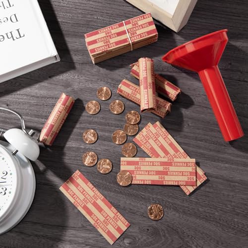 Sumerfnt Penny Coin Wrappers Coin Wrappers Pennies Only Flat Penny Rolls Wrappers 100 PCS - Thumbnail 7