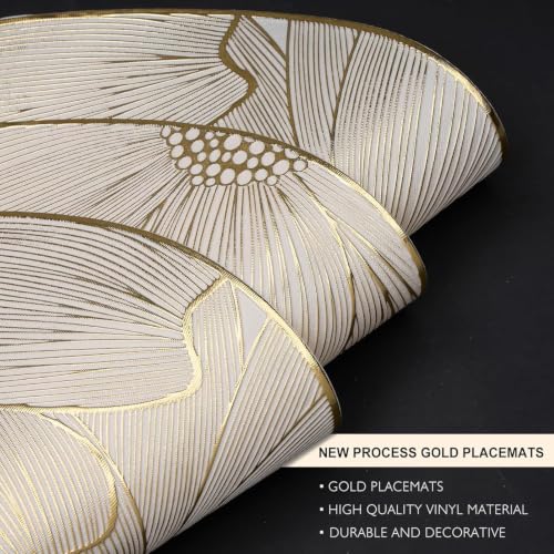 Image of Dakshya Industries Dining Table Mats Round PVC Set | 6 Waterproof Placemats (38 x 38 cm) + 1 Table Runner (91 x 33 cm) | Heat Resistant, Kitchen Decor (Orovia)