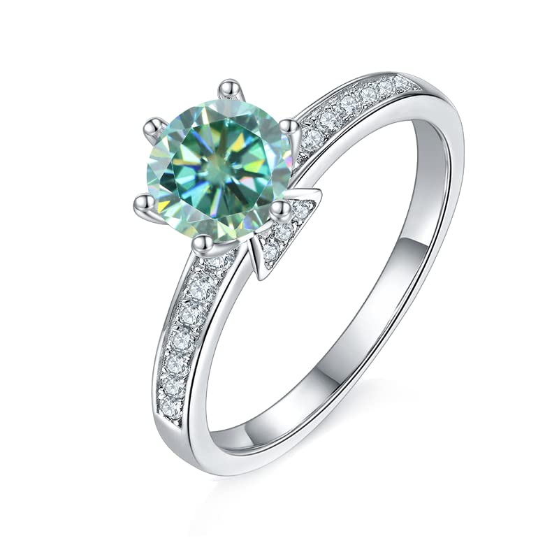 White/Pink/Yellow/Green/Black/Blue Moissanite Rings Wedding Promise Ring for Women 18K White Gold Plated 925 Sterling Silver D Color Moissanite Engagement Rings Christmas Gifts for Her(Size 5-10)
